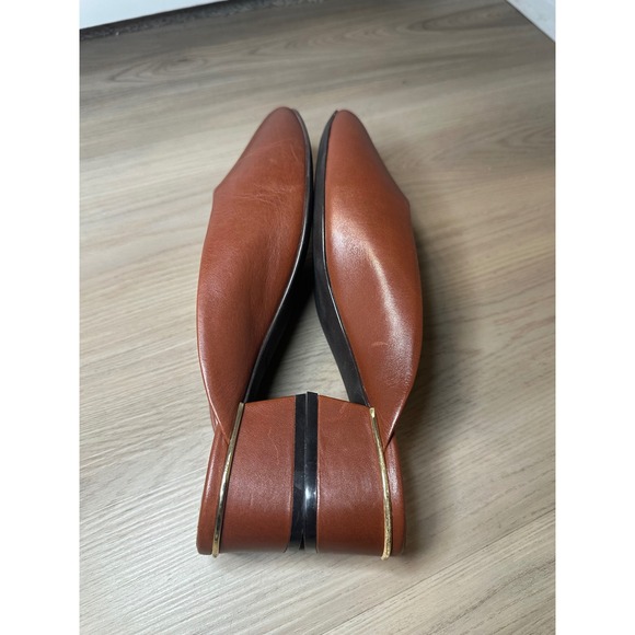 Cole Haan Grand OS Womens Brown Leather Block Heel Mules Gold Trim Slip On 8B - Picture 4 of 10